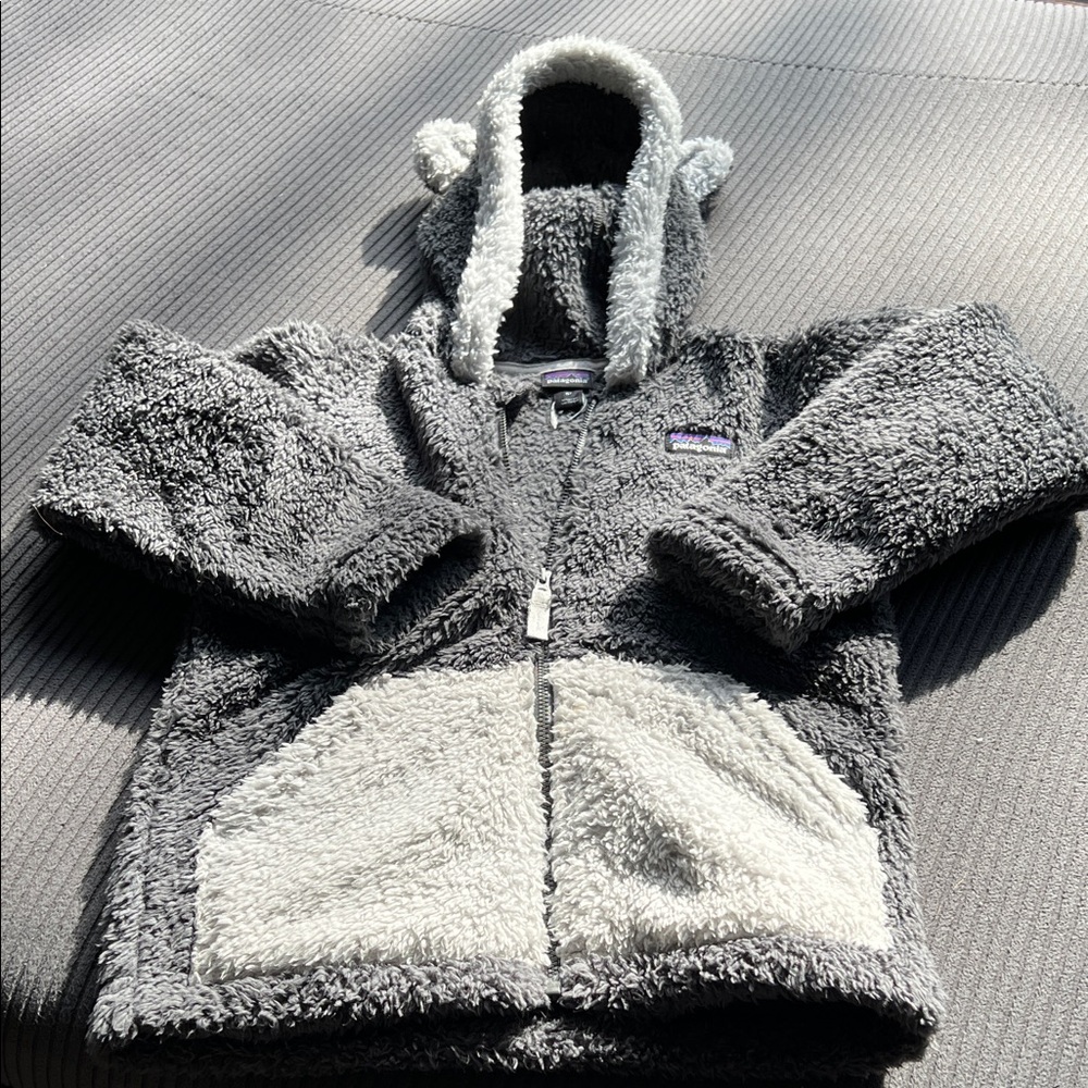 Patagonia Sherpa Hoodie Jacket - Dark Gray & Light Gray